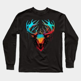 Colorful Elk Skull Long Sleeve T-Shirt